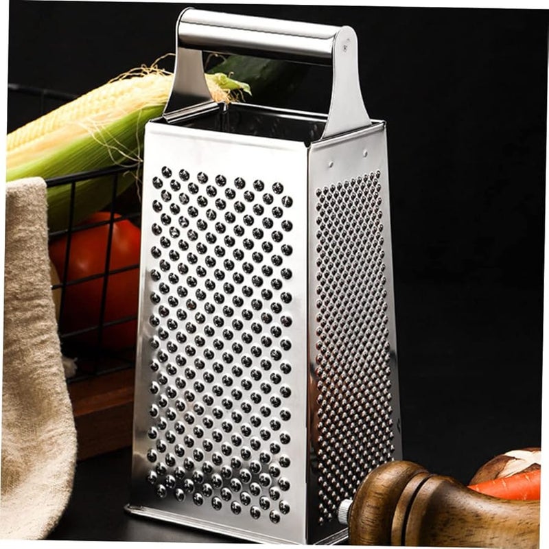 Silver Stainless Steel Multi Use Grater With Non Slip Handle Heavy Duty Vegetable Cheese Slicer - Image 5